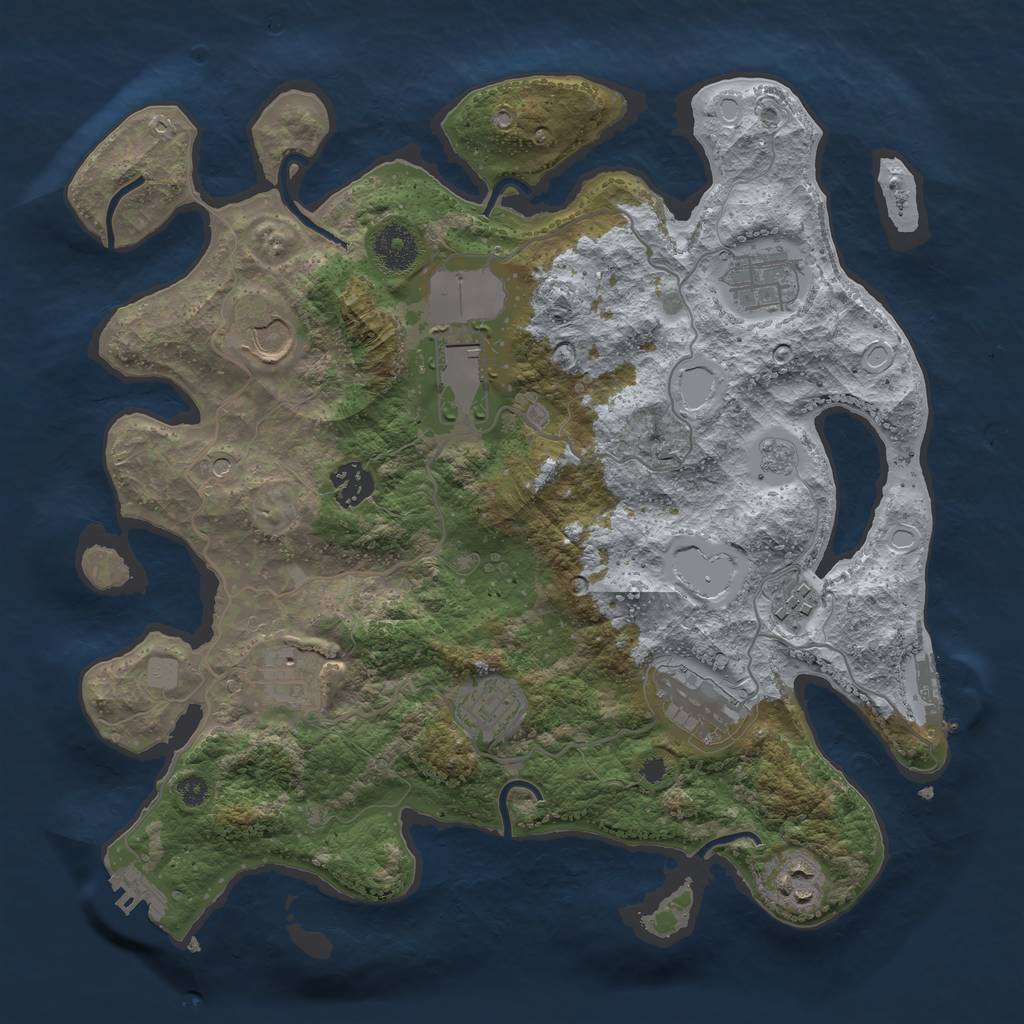 Rust Map: Procedural Map, Size: 3500, Seed: 763269997, 16 Monuments