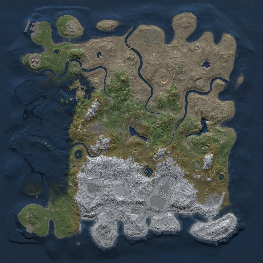 Rust Map: Procedural Map, Size: 4500, Seed: 626328553, 16 Monuments