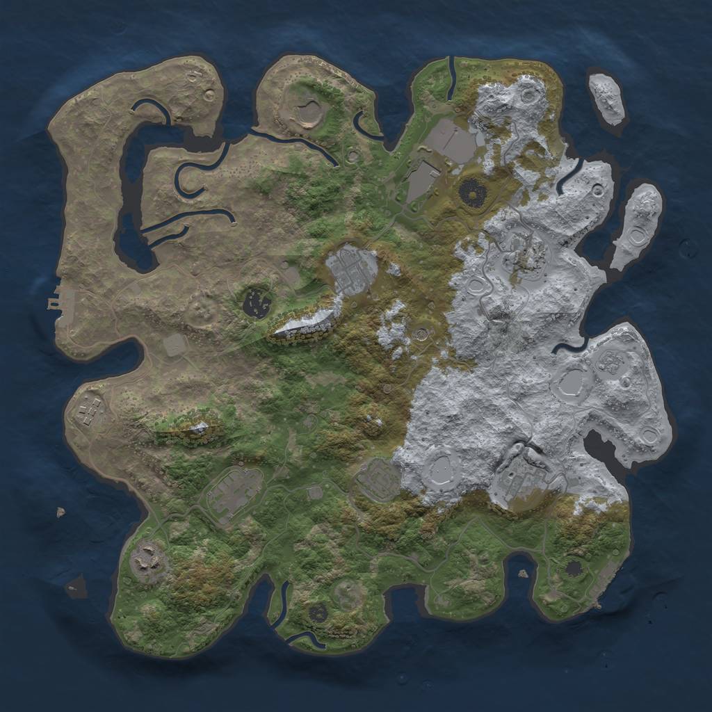 Rust Map: Procedural Map, Size: 3800, Seed: 907783489, 19 Monuments