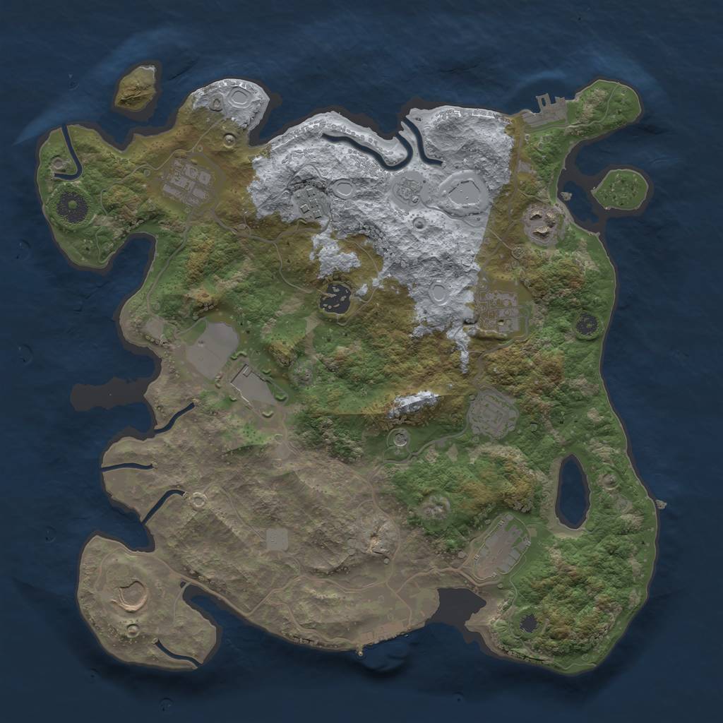 Rust Map: Procedural Map, Size: 3500, Seed: 1047384766, 18 Monuments