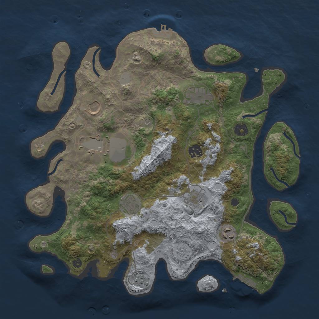Rust Map: Procedural Map, Size: 3500, Seed: 921570, 17 Monuments