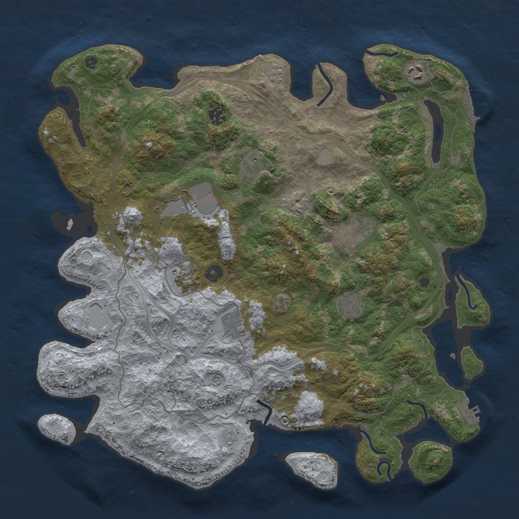 Rust Map: Procedural Map, Size: 4350, Seed: 716358, 18 Monuments