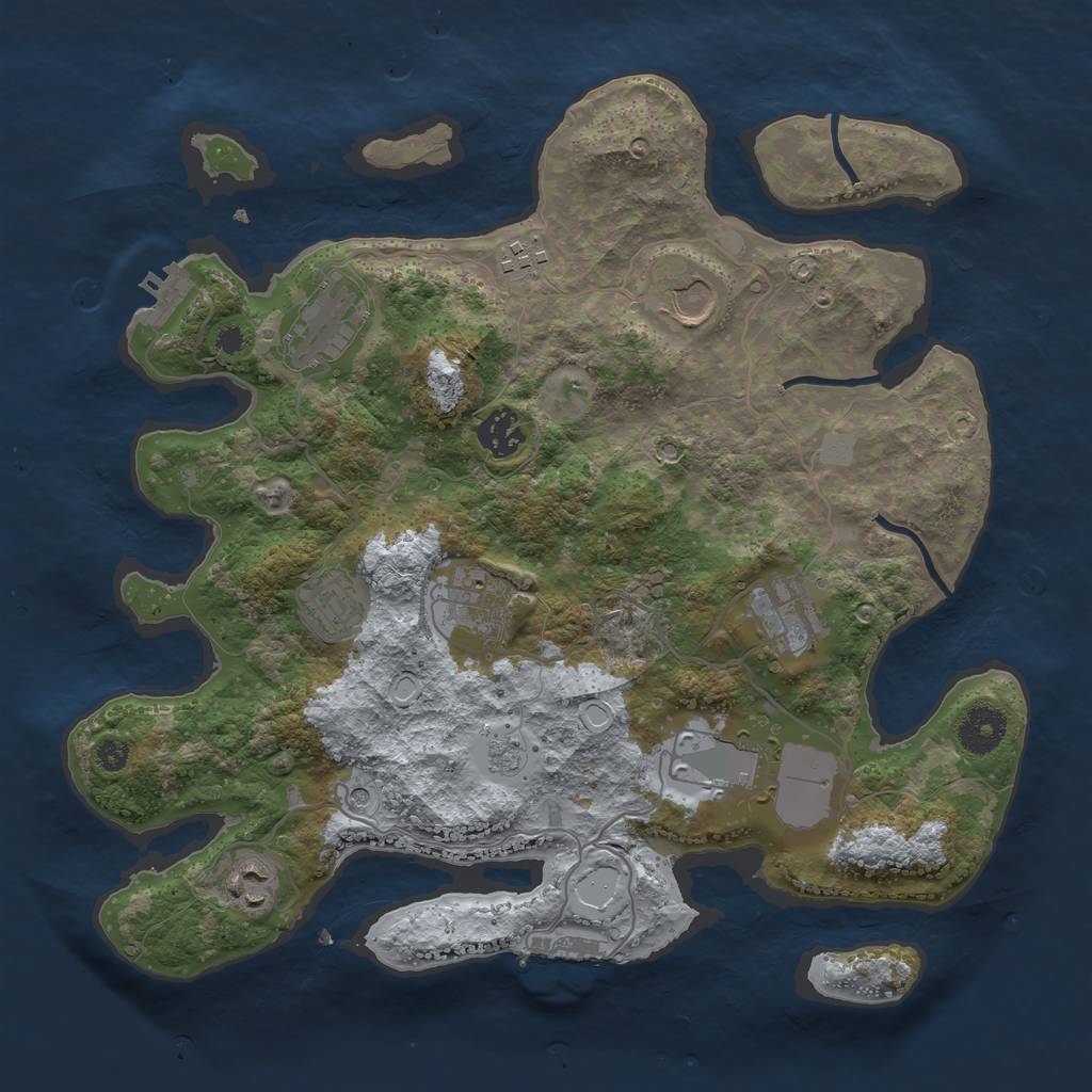 Rust Map: Procedural Map, Size: 3500, Seed: 10369, 18 Monuments