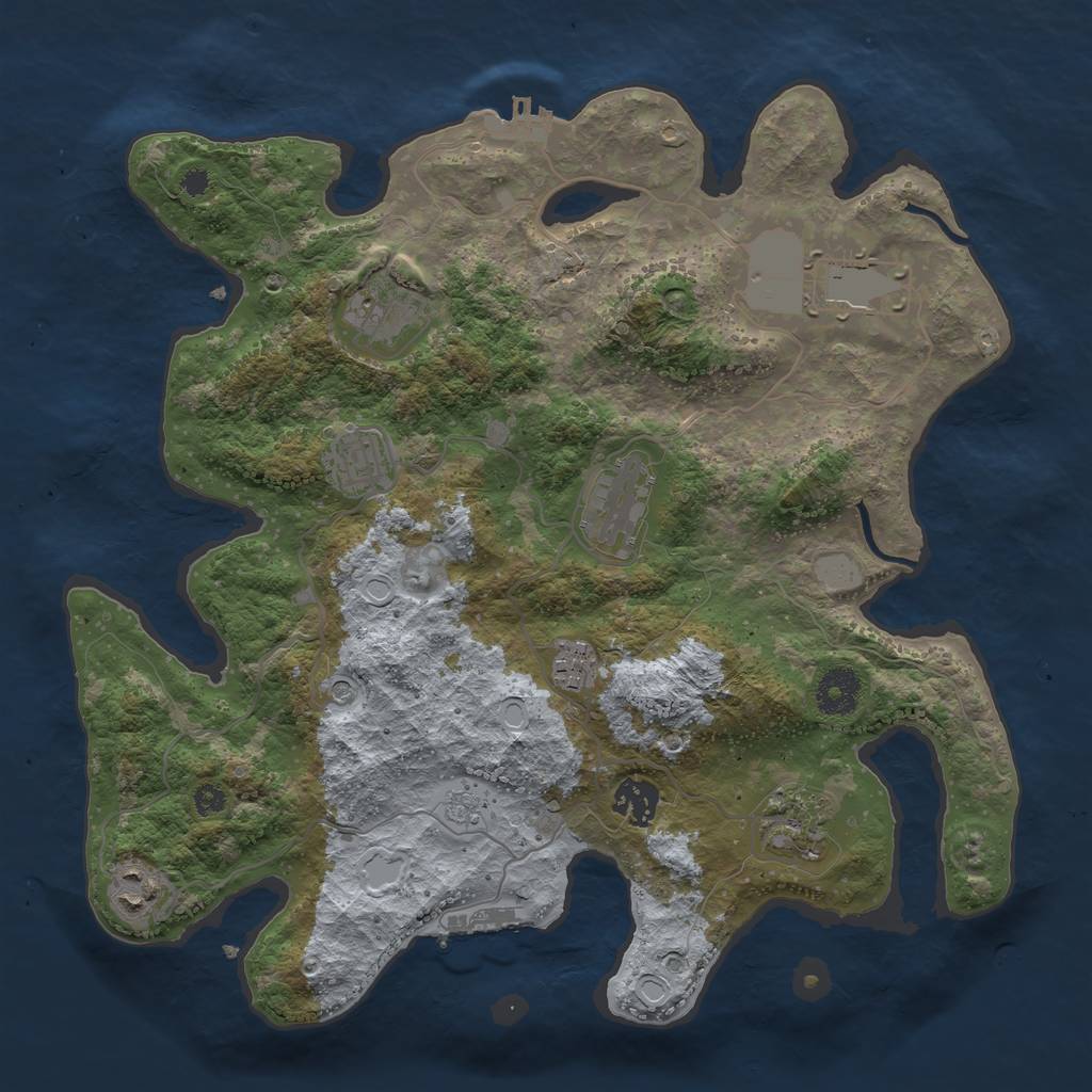 Rust Map: Procedural Map, Size: 3507, Seed: 45454554, 17 Monuments