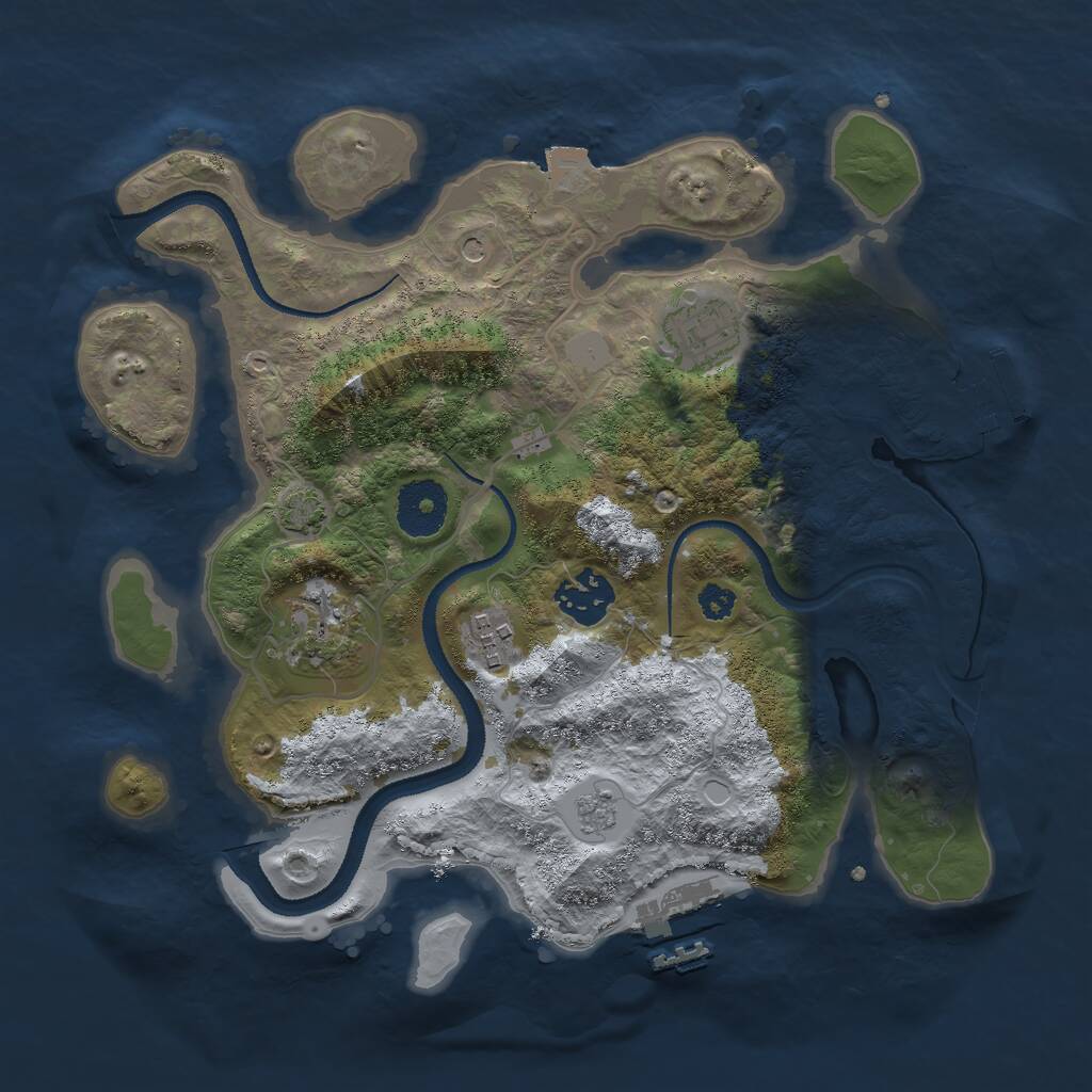 Rust Map: Procedural Map, Size: 3000, Seed: 1237630650, 10 Monuments