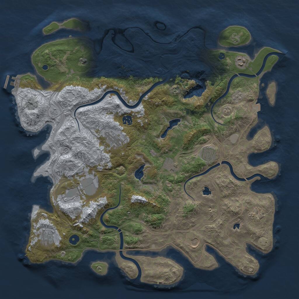 Rust Map: Procedural Map, Size: 4500, Seed: 667589082, 15 Monuments