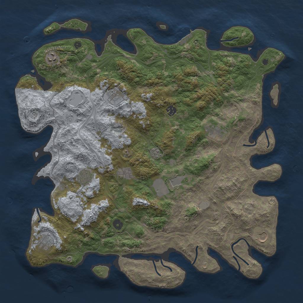 Rust Map: Procedural Map, Size: 4500, Seed: 667589082, 18 Monuments