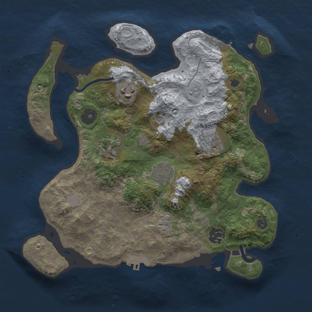 Rust Map: Procedural Map, Size: 3000, Seed: 2046905445, 15 Monuments