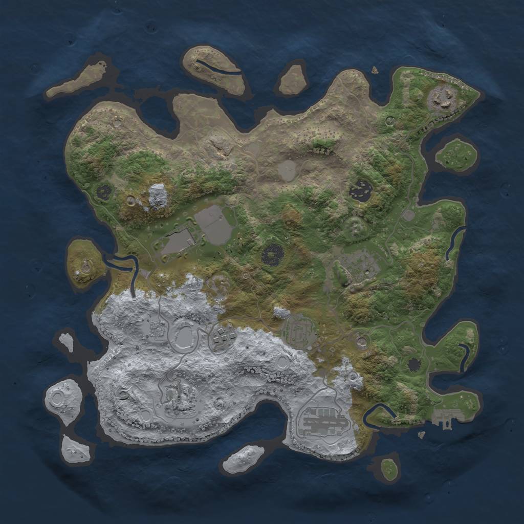 Rust Map: Procedural Map, Size: 3500, Seed: 7458725, 16 Monuments
