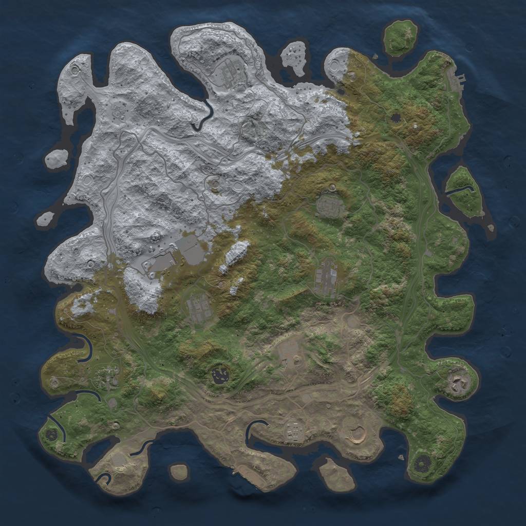 Rust Map: Procedural Map, Size: 4500, Seed: 1110, 20 Monuments