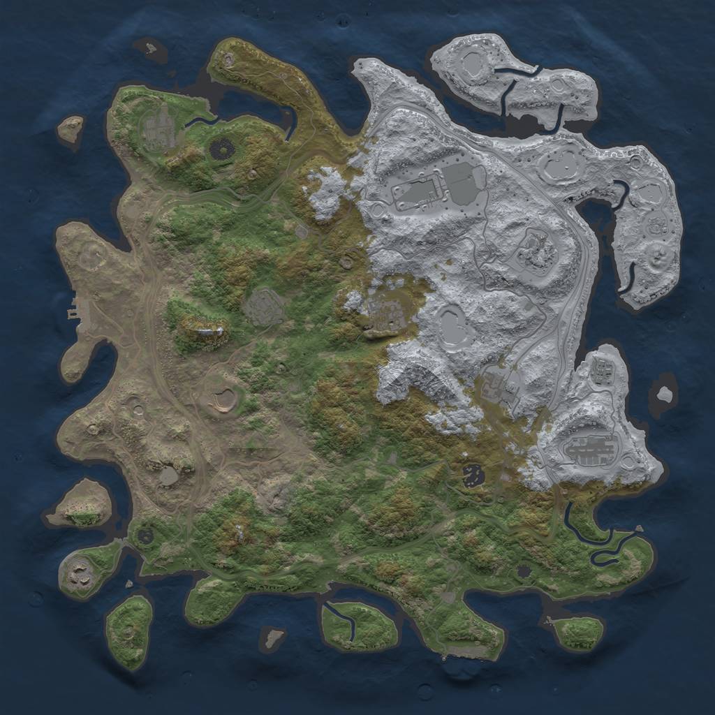 Rust Map: Procedural Map, Size: 4500, Seed: 1917812393, 20 Monuments