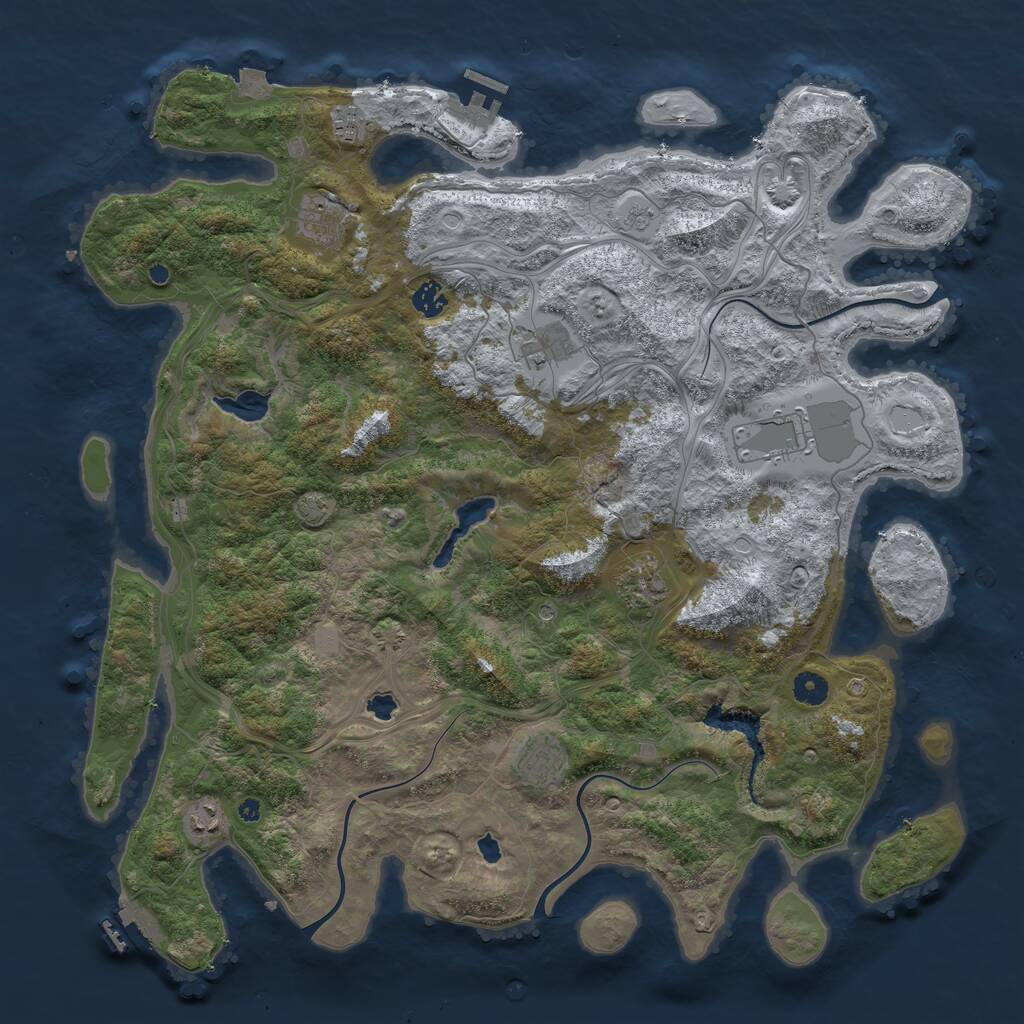 Rust Map: Procedural Map, Size: 4500, Seed: 161048886, 14 Monuments