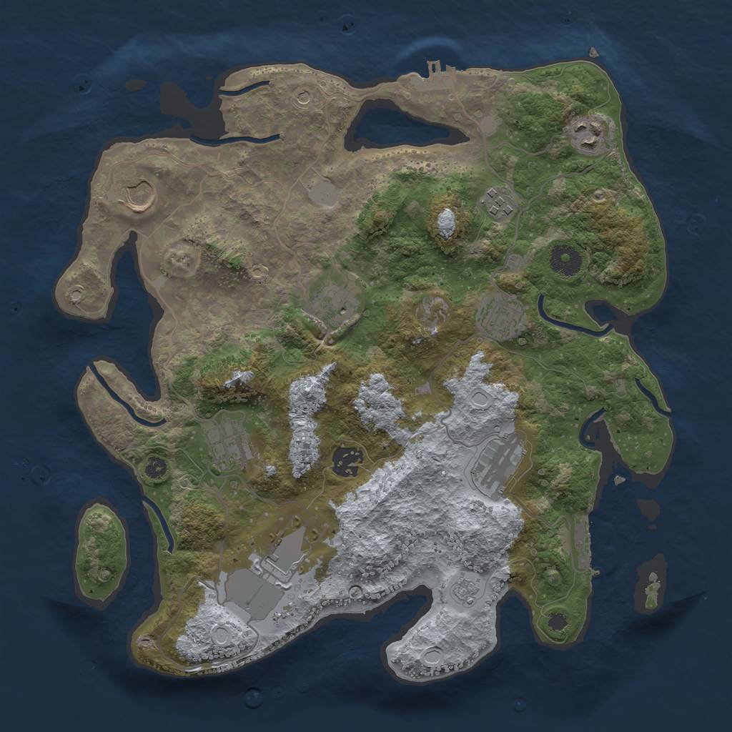 Rust Map: Procedural Map, Size: 3500, Seed: 1104489176, 18 Monuments