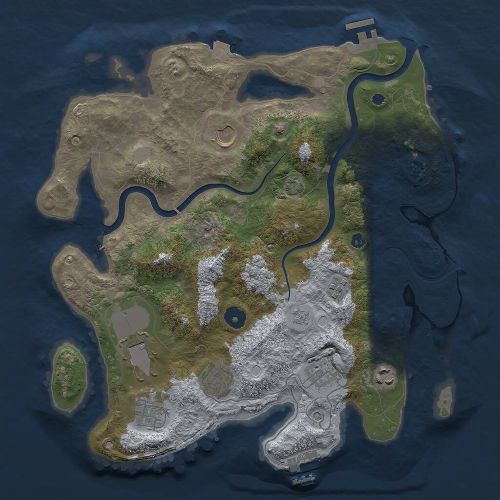 Rust Map: Procedural Map, Size: 3500, Seed: 1104489176, 13 Monuments