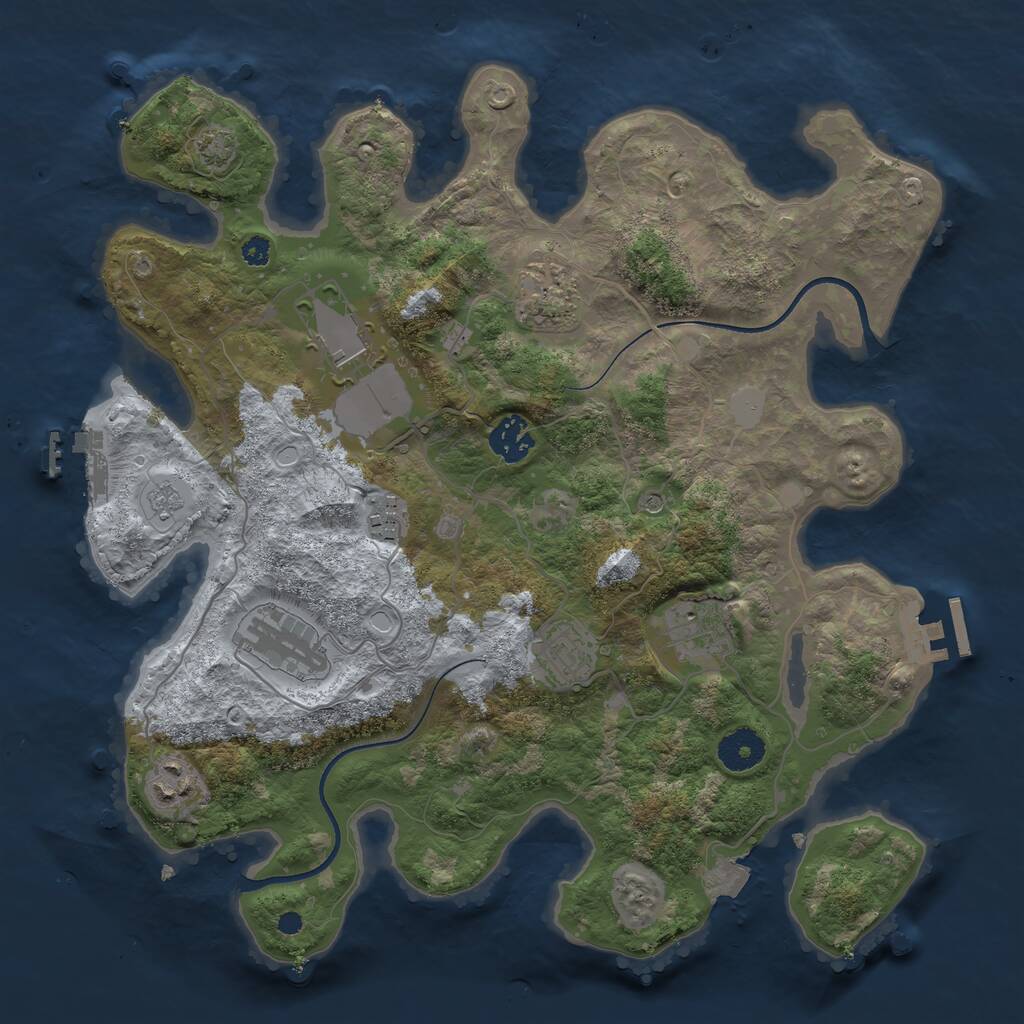 Rust Map: Procedural Map, Size: 3500, Seed: 3835, 14 Monuments