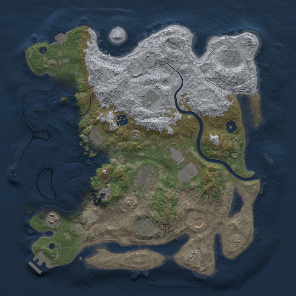 Rust Map: Procedural Map, Size: 3850, Seed: 116853024, 16 Monuments