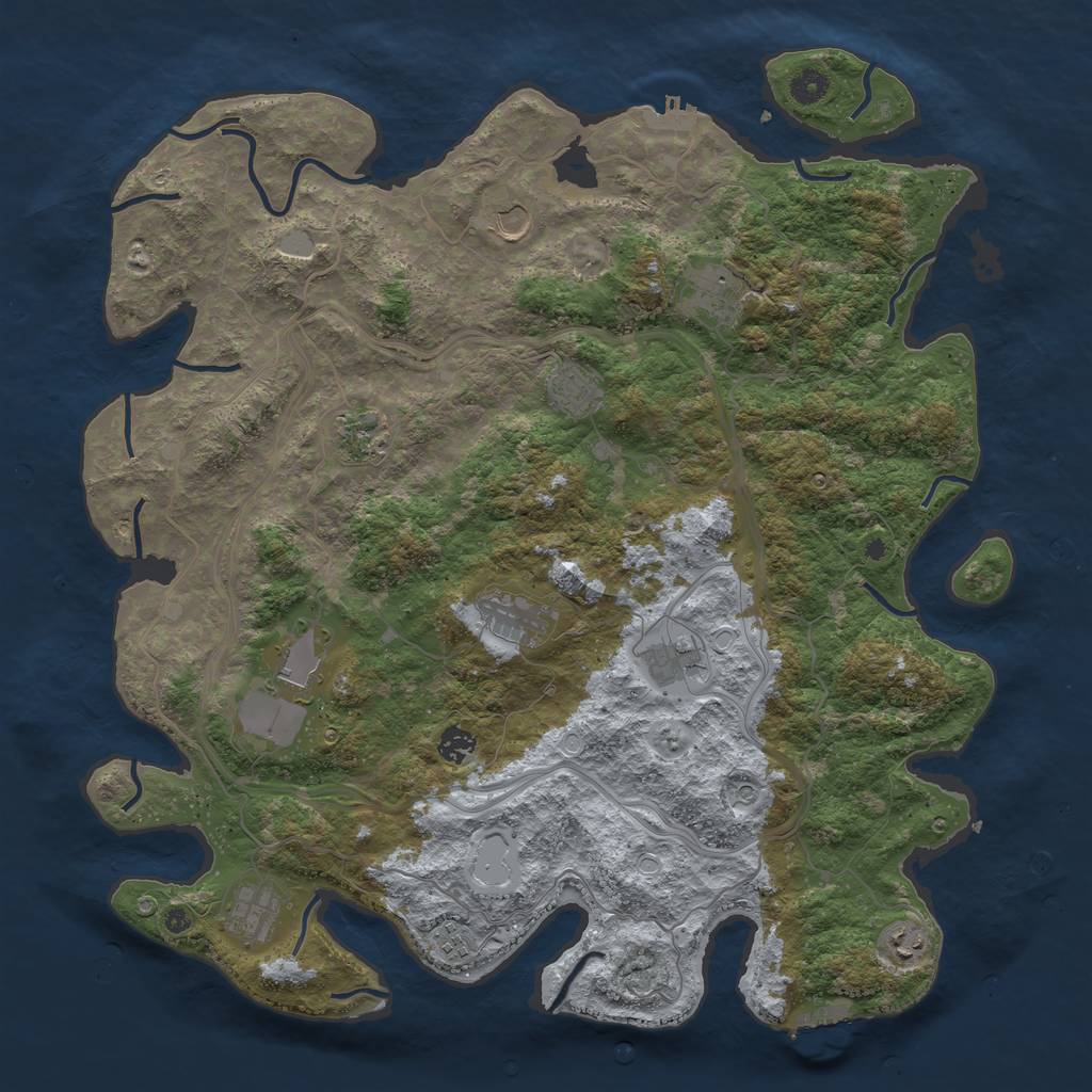 Rust Map: Procedural Map, Size: 4500, Seed: 214661651, 19 Monuments