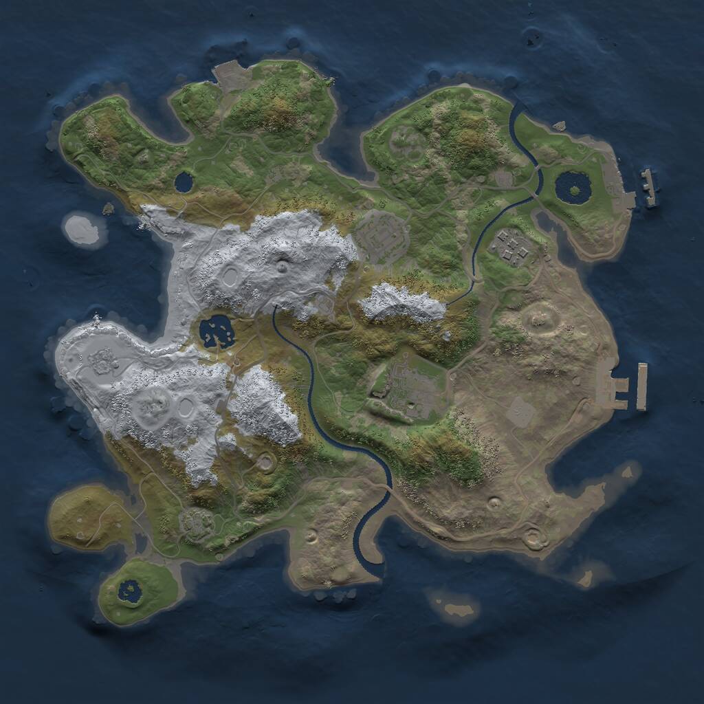 Rust Map: Procedural Map, Size: 3000, Seed: 56812525, 9 Monuments