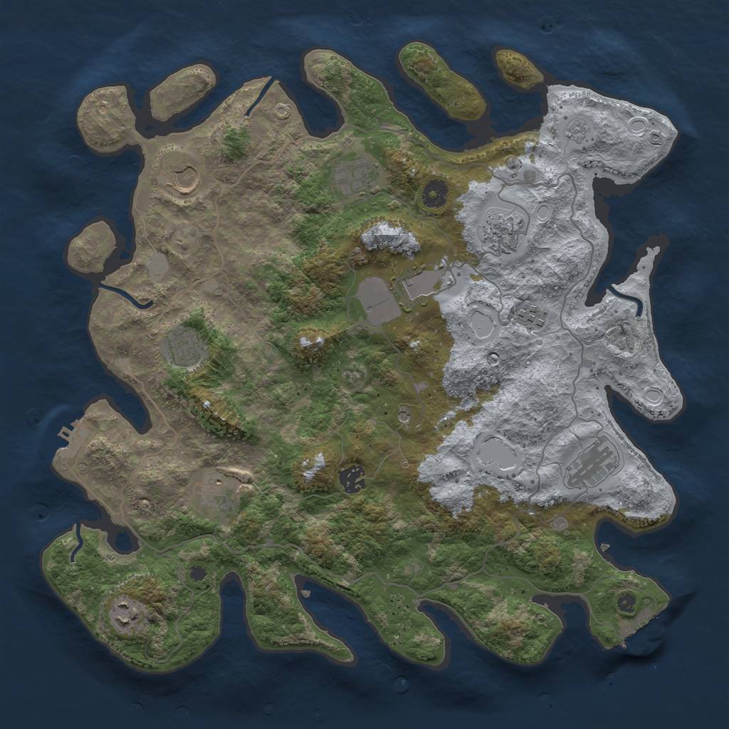 Rust Map: Procedural Map, Size: 4000, Seed: 259914604, 17 Monuments