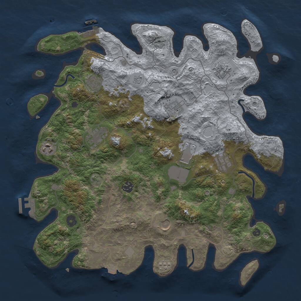 Rust Map: Procedural Map, Size: 4000, Seed: 724526, 16 Monuments