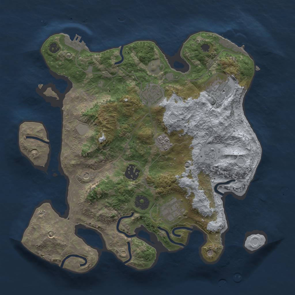 Rust Map: Procedural Map, Size: 3000, Seed: 35837, 14 Monuments