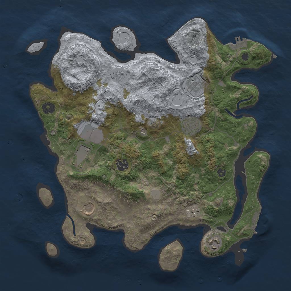 Rust Map: Procedural Map, Size: 3500, Seed: 890753023, 16 Monuments