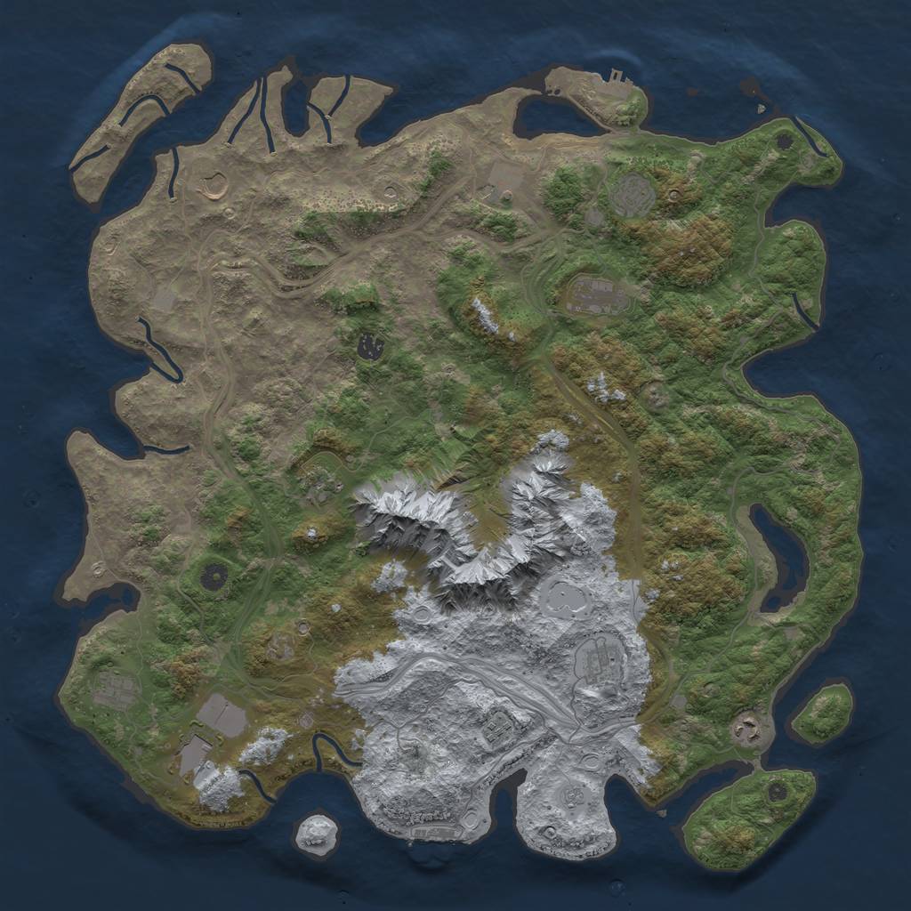Rust Map: Procedural Map, Size: 5000, Seed: 80500, 20 Monuments