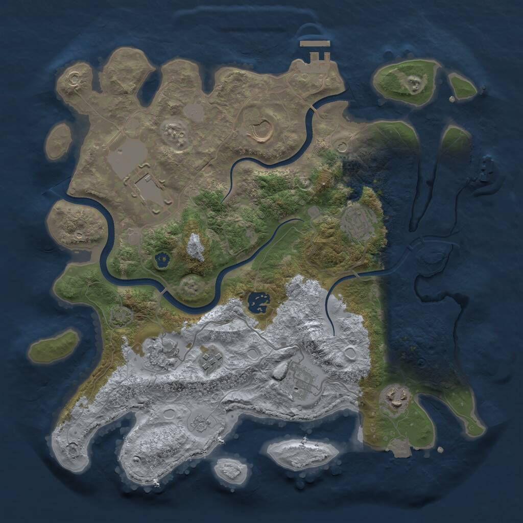 Rust Map: Procedural Map, Size: 3500, Seed: 771823066, 14 Monuments