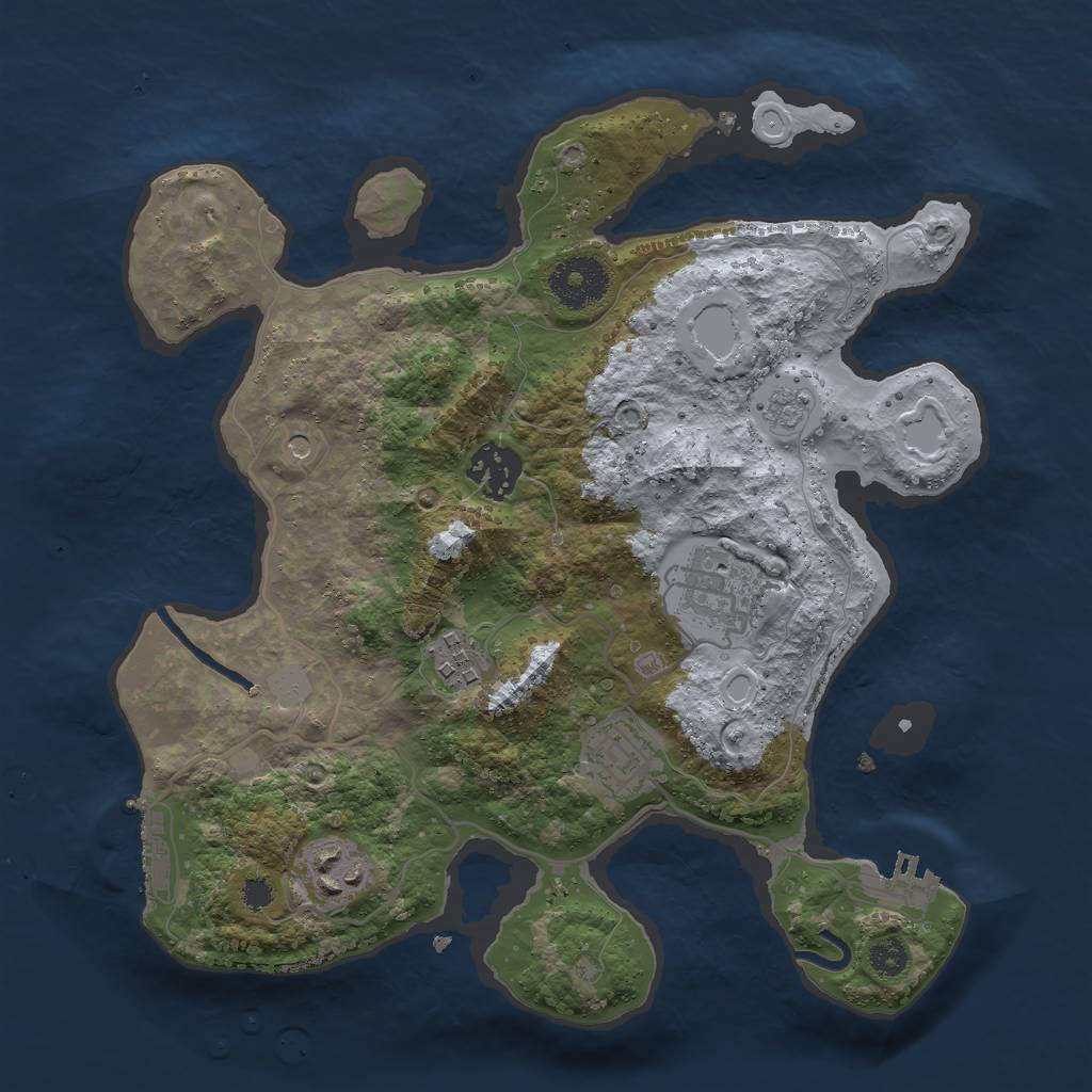 Rust Map: Procedural Map, Size: 3000, Seed: 1440236501, 14 Monuments
