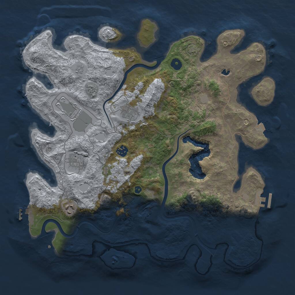 Rust Map: Procedural Map, Size: 4000, Seed: 120345, 12 Monuments