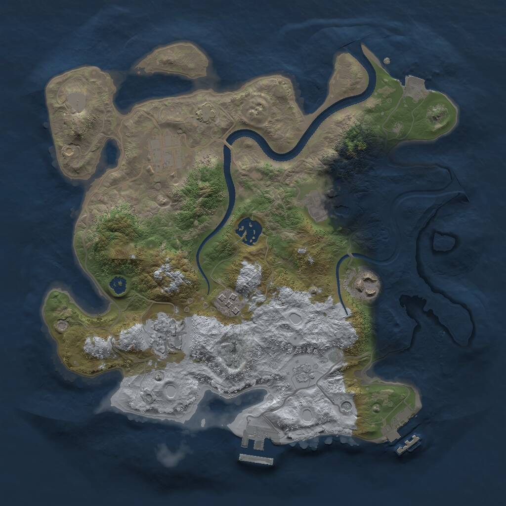 Rust Map: Procedural Map, Size: 3000, Seed: 29278, 12 Monuments