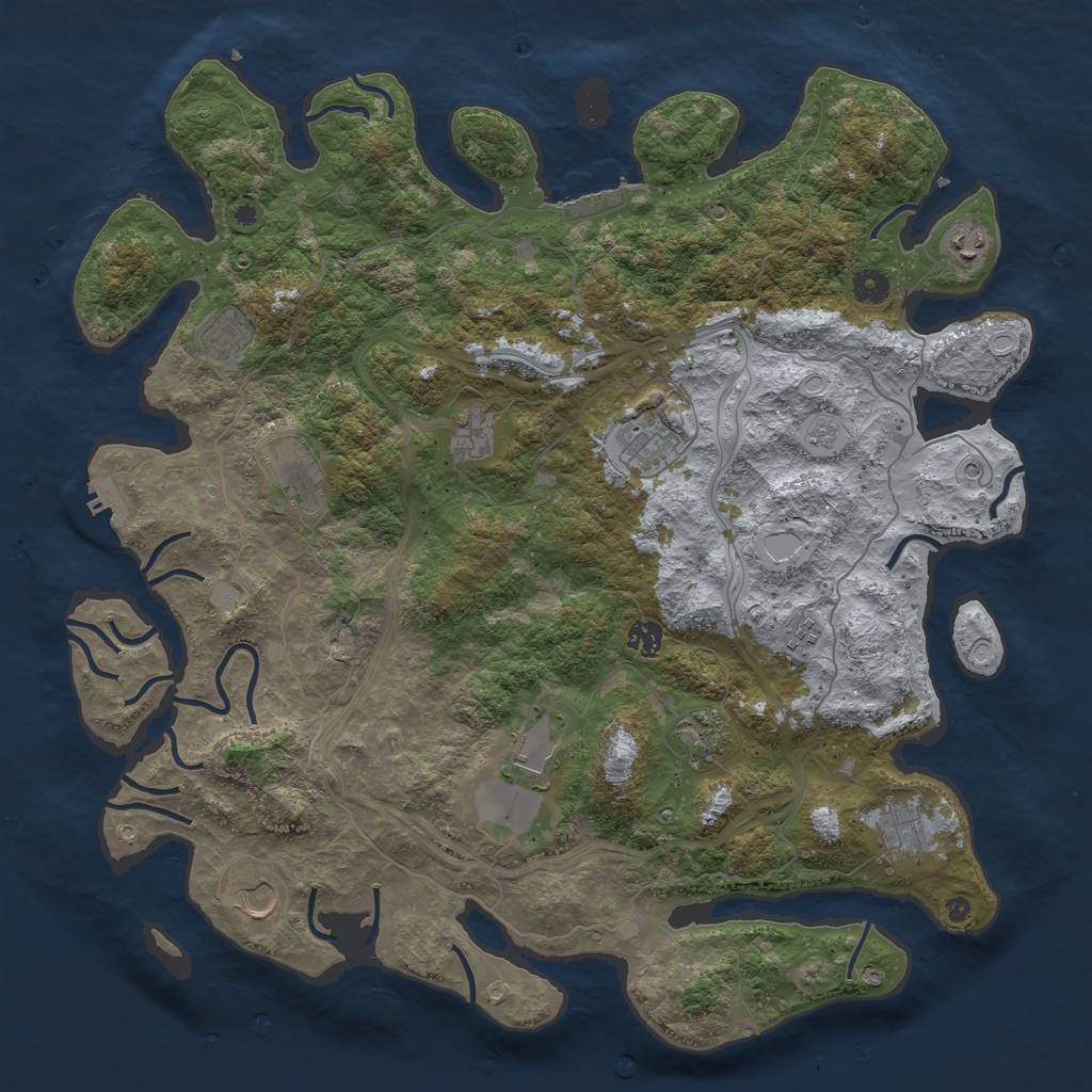 Rust Map: Procedural Map, Size: 4500, Seed: 1245270850, 20 Monuments