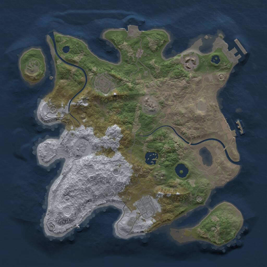Rust Map: Procedural Map, Size: 3000, Seed: 1709782269, 9 Monuments
