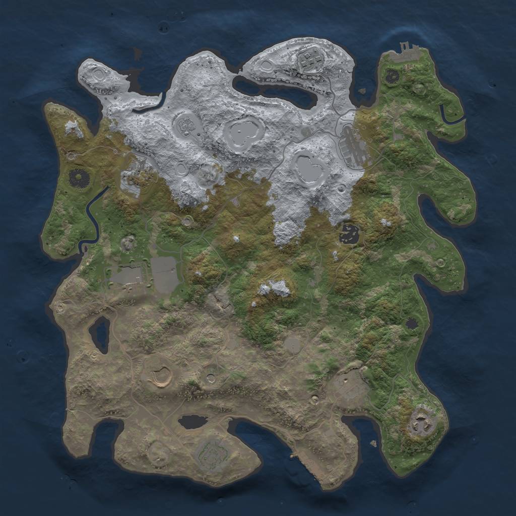 Rust Map: Procedural Map, Size: 3750, Seed: 1386498046, 18 Monuments