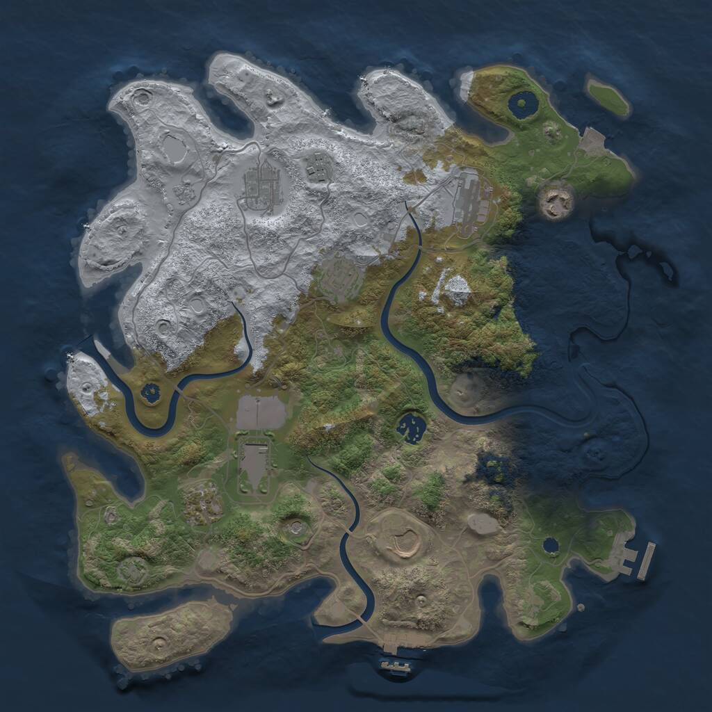 Rust Map: Procedural Map, Size: 3750, Seed: 1184269064, 15 Monuments