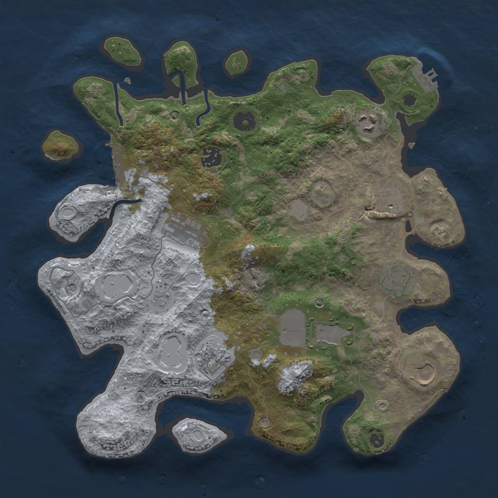 Rust Map: Procedural Map, Size: 3500, Seed: 452838553, 17 Monuments