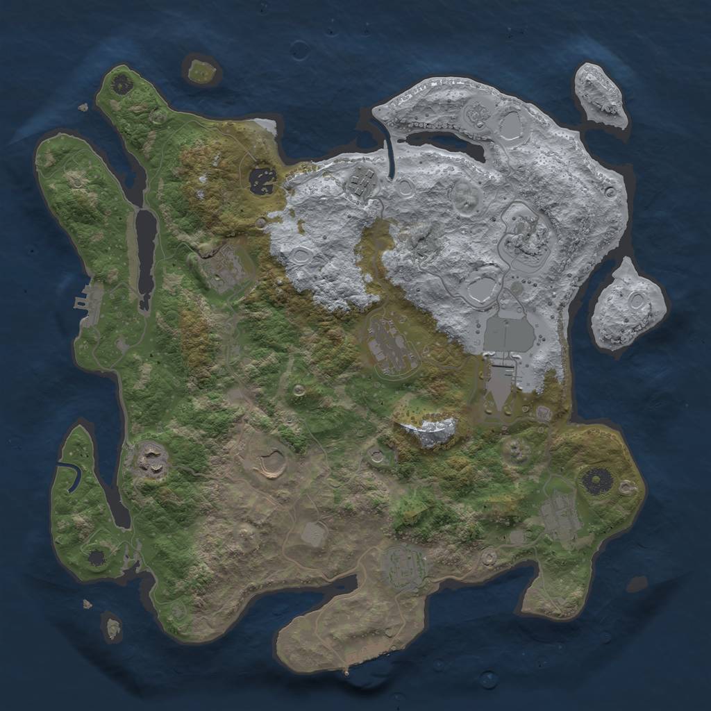 Rust Map: Procedural Map, Size: 3750, Seed: 1836886460, 19 Monuments