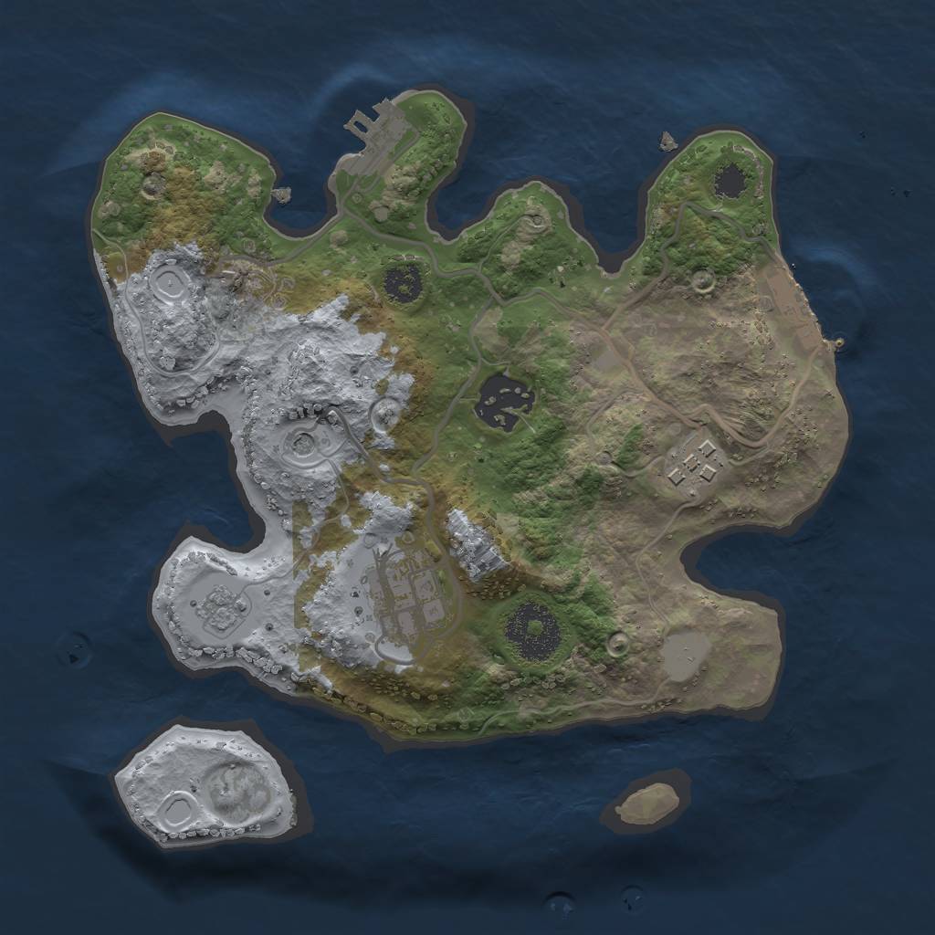 Rust Map: Procedural Map, Size: 2500, Seed: 198756320, 12 Monuments
