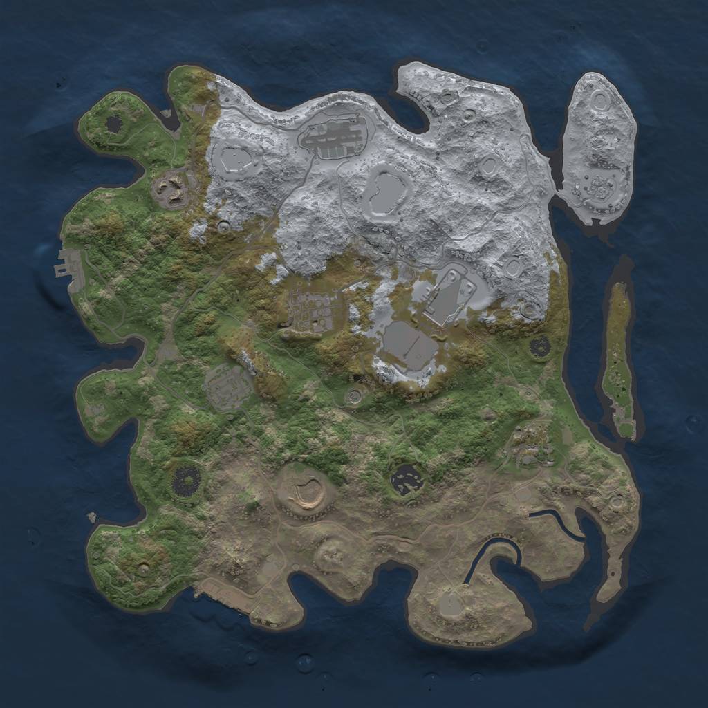 Rust Map: Procedural Map, Size: 3500, Seed: 1106286672, 17 Monuments