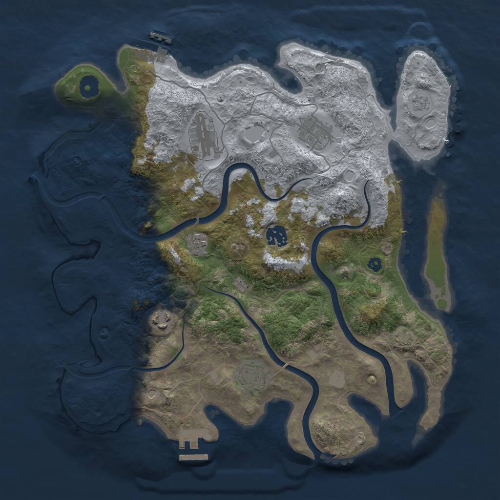 Rust Map: Procedural Map, Size: 3500, Seed: 1106286672, 12 Monuments
