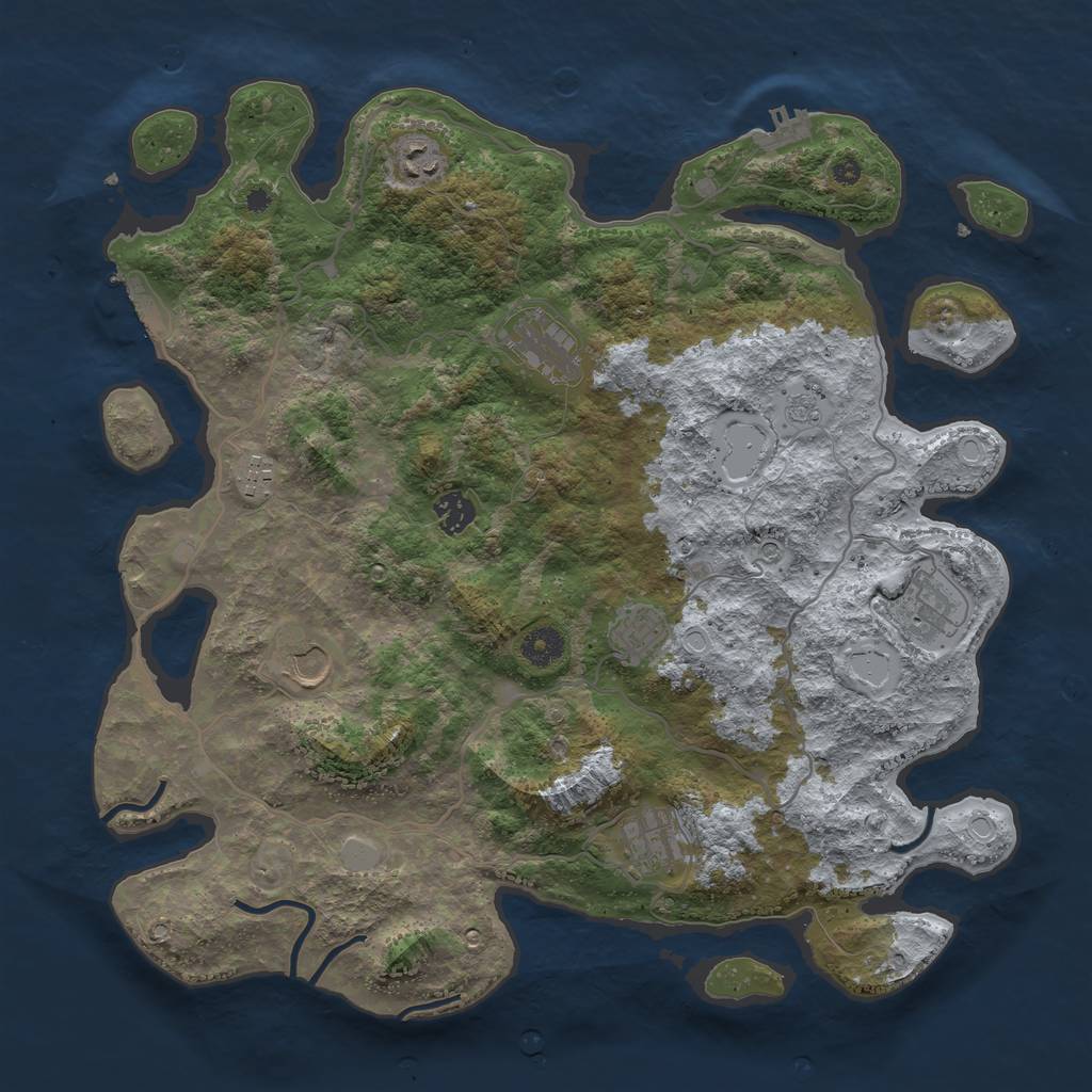 Rust Map: Procedural Map, Size: 4000, Seed: 9158072, 17 Monuments
