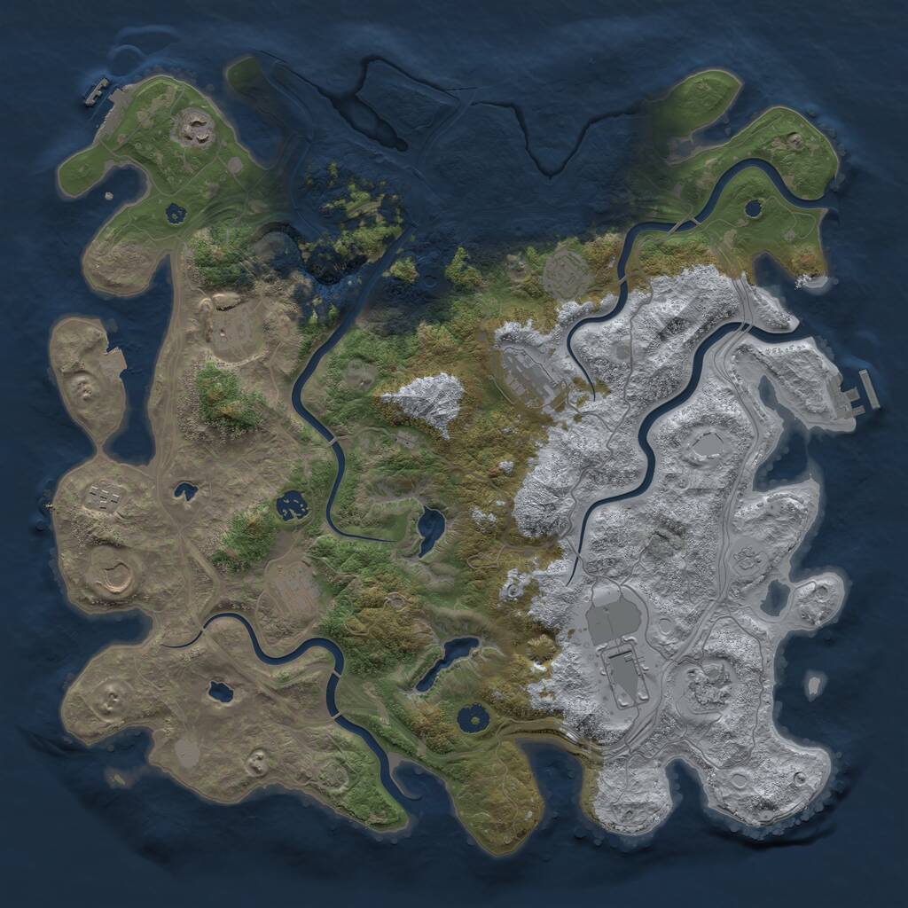 Rust Map: Procedural Map, Size: 4500, Seed: 905470120, 16 Monuments