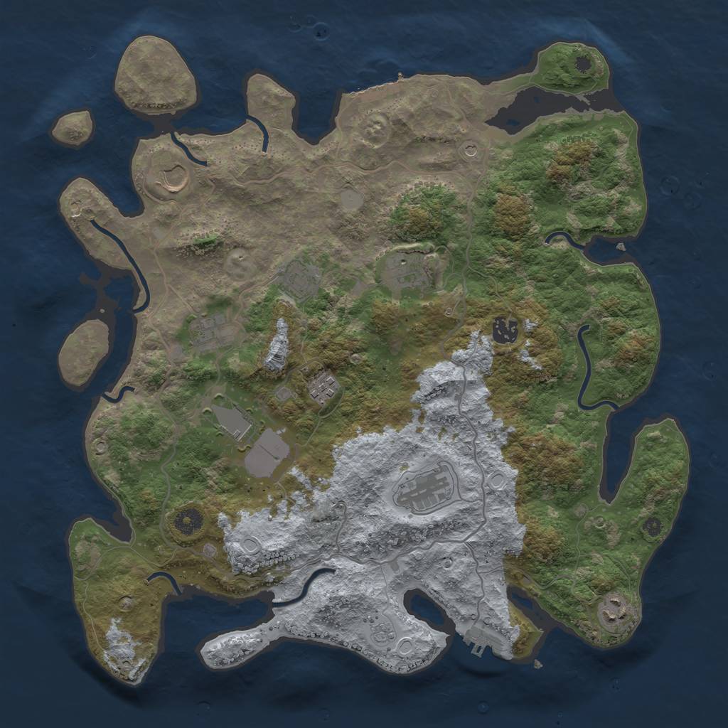 Rust Map: Procedural Map, Size: 4000, Seed: 39523910, 18 Monuments