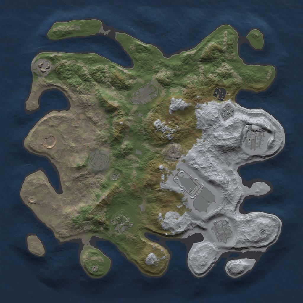 Rust Map: Barren, Size: 3500, Seed: 1605491837, 13 Monuments