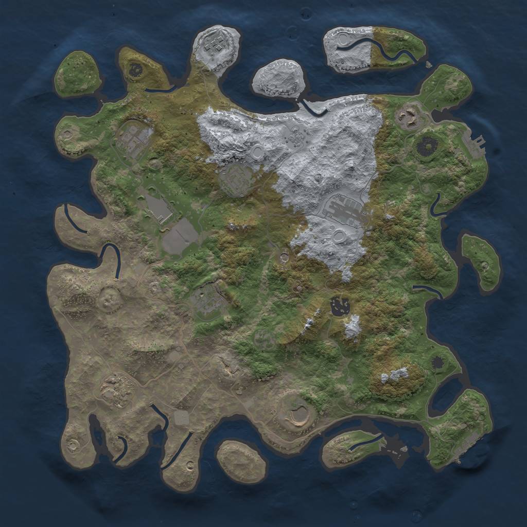 Rust Map: Procedural Map, Size: 3850, Seed: 1322121519, 19 Monuments