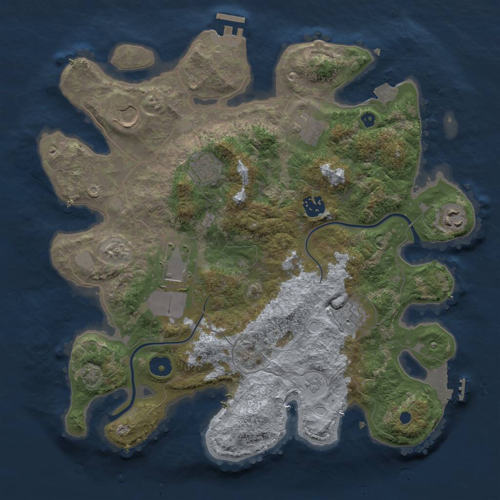 Rust Map: Procedural Map, Size: 3500, Seed: 966199219, 12 Monuments