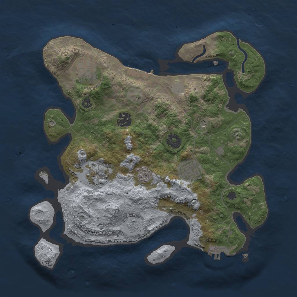 Rust Map: Procedural Map, Size: 3000, Seed: 7458725, 14 Monuments