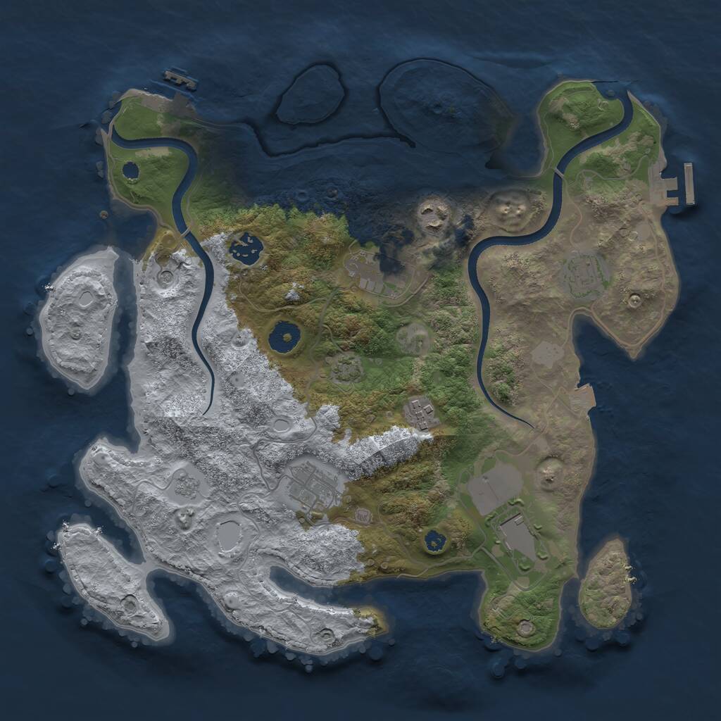 Rust Map: Procedural Map, Size: 3500, Seed: 155283359, 13 Monuments