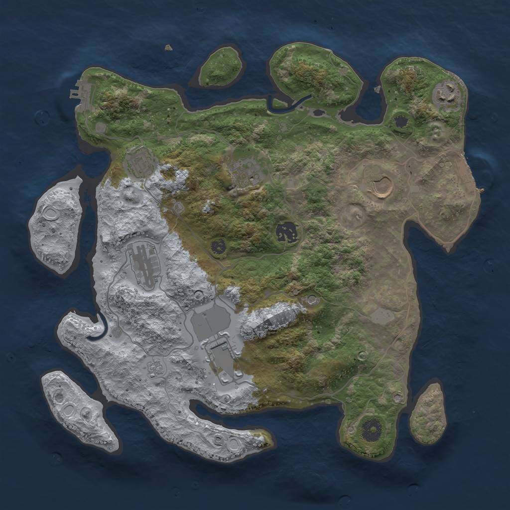 Rust Map: Procedural Map, Size: 3500, Seed: 155283359, 16 Monuments