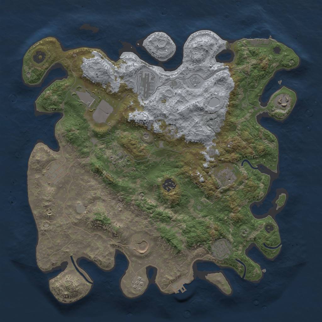 Rust Map: Procedural Map, Size: 3850, Seed: 1130565856, 19 Monuments